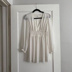 Aritzia (Wilfred) Long-Sleeve White Mini Dress